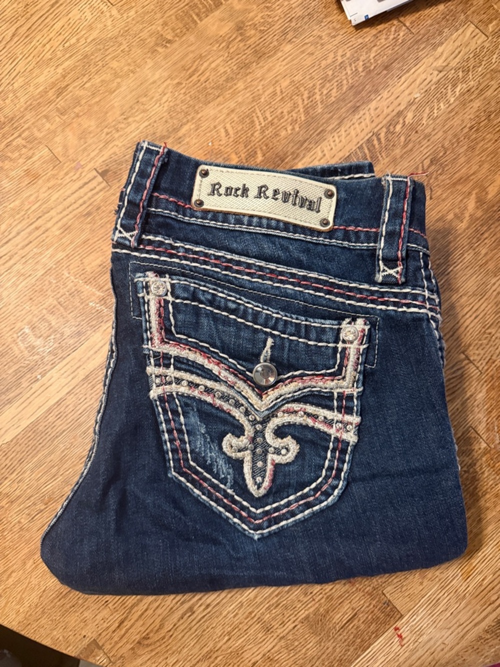 Rock Revival Indigo Embroidered Skinny Jeans